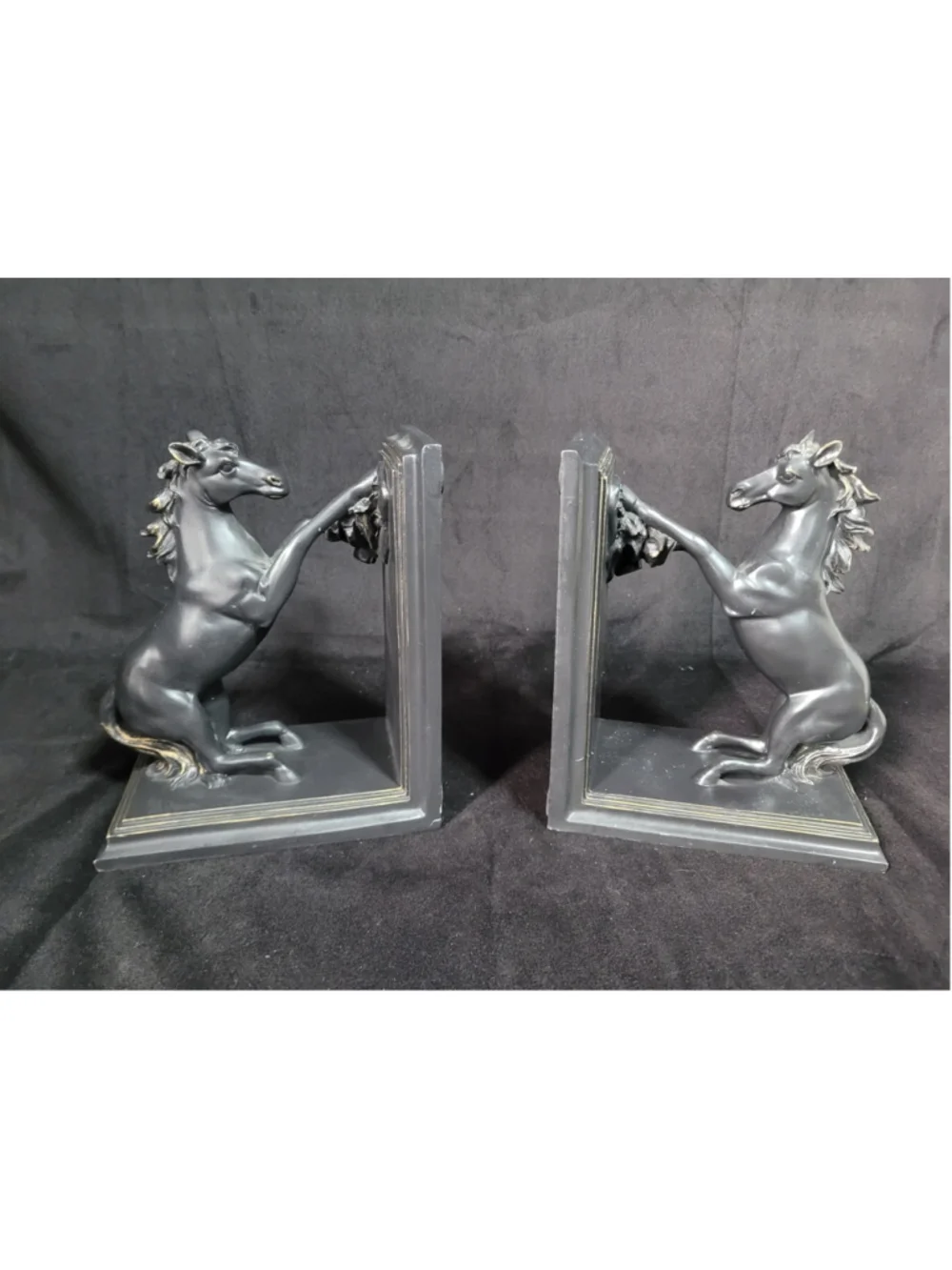 Great West Horse Bookends Pair Black Antique Rearing Bucking Horses Target 2004